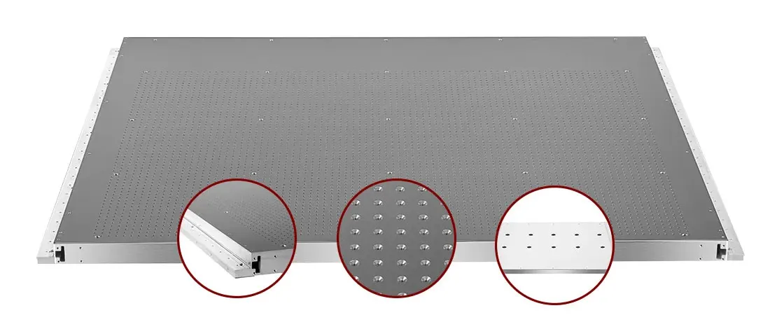 Mesa de vacío para máquina de corte con riel guía